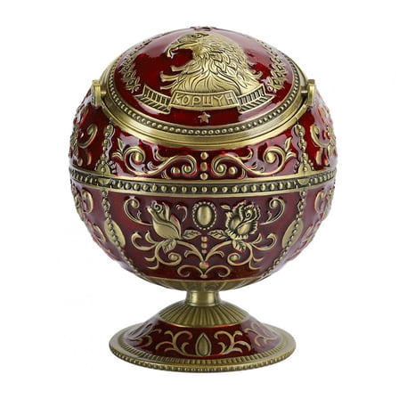 Innovetive Ashtray Wine Red Eagle Metal Globe with Lid Decorative Ornaments Craft Gifts