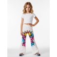 thumbnail image 2 of 5-6Y Girls Colored Flared Pants Digital Print Trousers Slim-Fit Wide Leg Flare for Spring Summer Autumn, 2 of 6