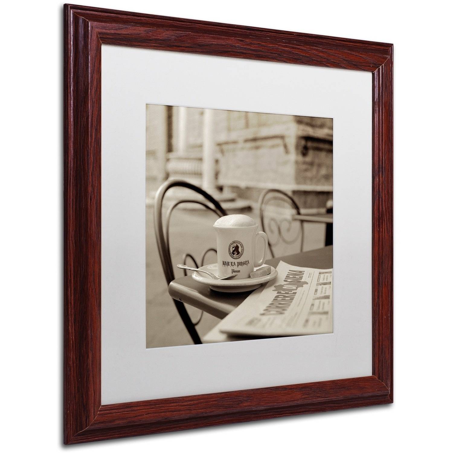 Trademark Fine Art "Tuscany Caffe VII" Canvas Art by Alan Blaustein, White Matte, Wood Frame