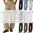 thumbnail image 3 of Women Solid Elastic High Waist Loose Cuffed Jogger Pants, Side Pockets Full Length Casual Sports Loungewear Trousers for Daily Hang-out Gray L(L), 3 of 8