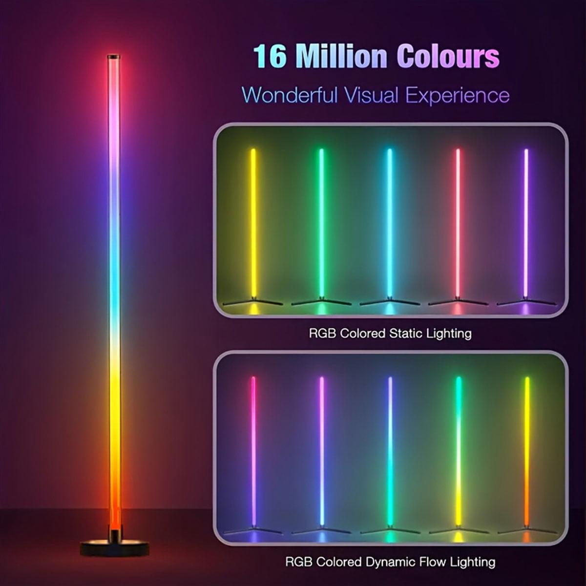 Corner Floor Lamp,2 PACK Smart RGB LED Corner Lamp with Spotlight, 10 Million Colors Changing LED Floor Lamp with App Control, Music Sync Timer Mood Lighting for Living Room, Christmas Decoration