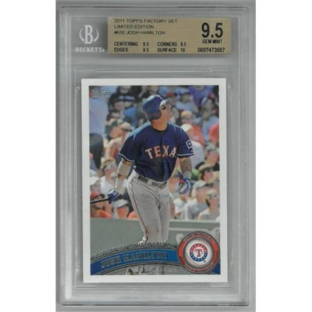 - Athlon Sports CTBL-022103 Texas Rangers Josh Hamilton 2011 Topps Factory Set Limited Edition Baseball Card No.650- BGS Graded 9.5 Gem Mint