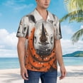 thumbnail image 3 of Fuzoiu Polka Dot Rhino Welcome Print Hawaiian Shirt for Men, Summer Beach Casual Short Sleeve Button Down Shirts, Men’s Beach Summer Shirts with Pocket,XX-Large, 3 of 7