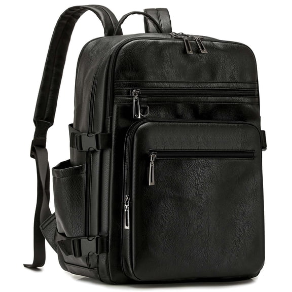 Eurhowing PU Leather Backpack for Men Women, 24L Waterproof Laptop Backpack, Business Travel Bag, Black
