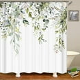 thumbnail image 4 of Sage Green Eucalyptus Shower Curtain, Watercolor Plant Leaf with Floral Shower Curtain Set, Botanical Shower Curtains for Bathroom, Waterproof Fabric with 12 Hooks, 72 x 72 Inches, 4 of 6