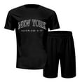 thumbnail image 3 of Short Sets for Men New York Graphic Crewneck T Shirt and Shorts 2 Piece Matching Set Mens Summer Outfits, 3 of 5