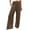 Coffee, variant on Women Linen Palazzo Pants Women's Wide Leg Pants, Casual Linen High Waisted Cropped Trousers with Pockets Loose Palazzo Pants
