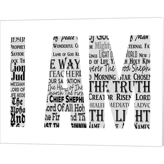 Great Art Now Names of Jesus I AM Silhouette White by Inspire Me Canvas Wall Art 20W x 16H