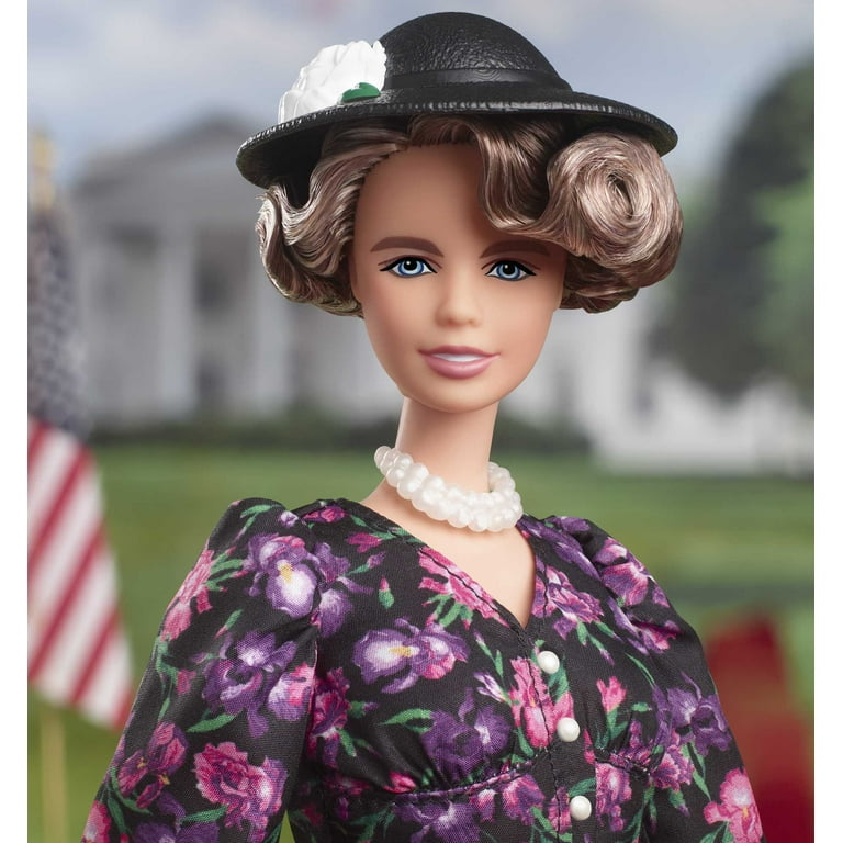 Barbie Inspiring Women Eleanor Roosevelt Collectible Doll in Iris Printed Floral Dress