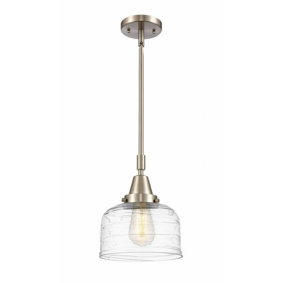 447-1S-SN-G713-Innovations Lighting-Bell - 1 Light Stem Hung Mini Pendant In Industrial Style-11.13 Inches Tall and 8 Inches Wide-Brushed Satin Nickel