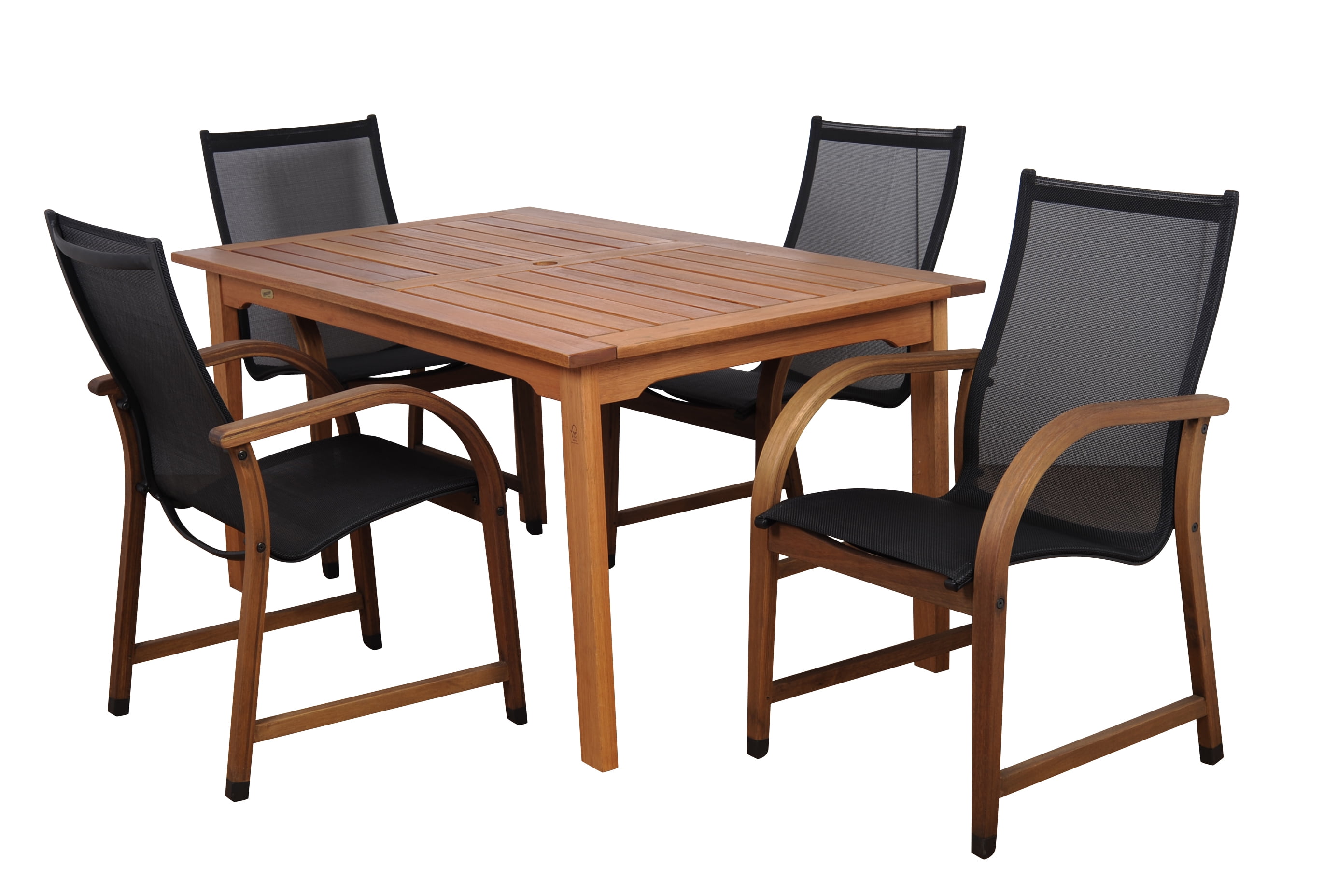Bahamas 5Piece Eucalyptus Rectangular Patio Dining Set, Black