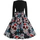 thumbnail image 2 of De Vestido de fiesta con cuello redondo y cremallera con estampado de Halloween para mujer, 2 of 7