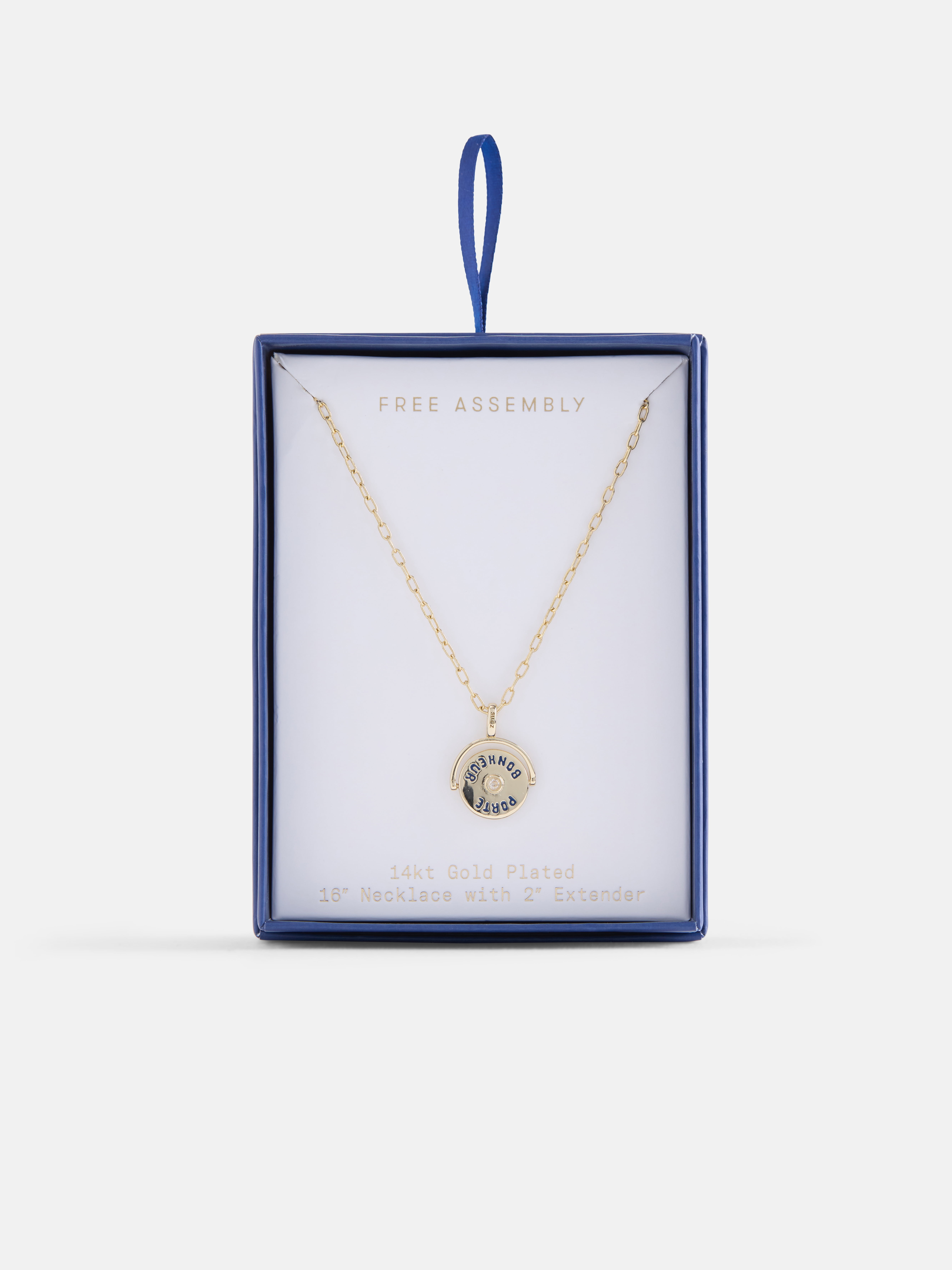 Free Assembly Women's Demi Fine 14K Gold Plated "Porte-Bonheur" Necklace with Cubic Zirconia, 16" + 2" Extender