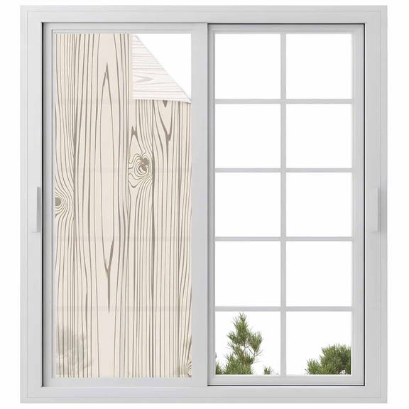 Farmhouse Vintage Window Privacy Film, Summer Country Retro Wooden Grain Static Cling UV Sun Blocking Heat Control Window Tint Day and Night, Non-Adhesive One Way Windows Privacy Cover 23.6''x59''