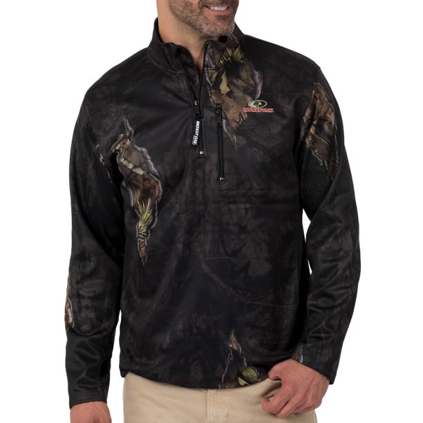 Mossy Oak Men’s Performance Bonded Quarter (1/4) Zip Shirt - Walmart ...