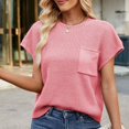 thumbnail image 6 of UAMVSH Fall Cap Sleeve Sweaters for Women Casual Knitted Dressy Sweaters Soft Cap Sleeve Crew Neck Pullover Tank Tops with Pockets(Medium,Pink), 6 of 7