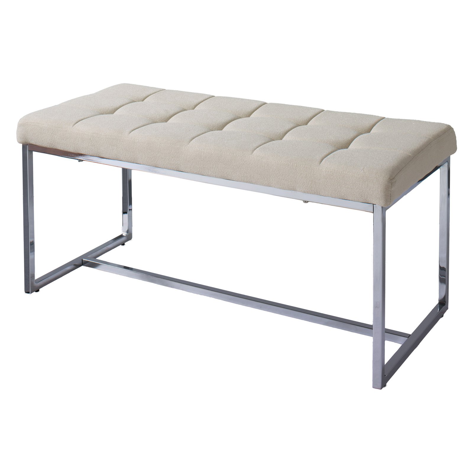 CorLiving Modern Fabric Wide Bench with Chrome Base