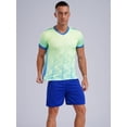 thumbnail image 5 of Sholeno Mens Soccer Jersey Short Sleeve Football T-shirt with Shorts Set Basketball Training Uniform Fluorescent Green L, 5 of 7