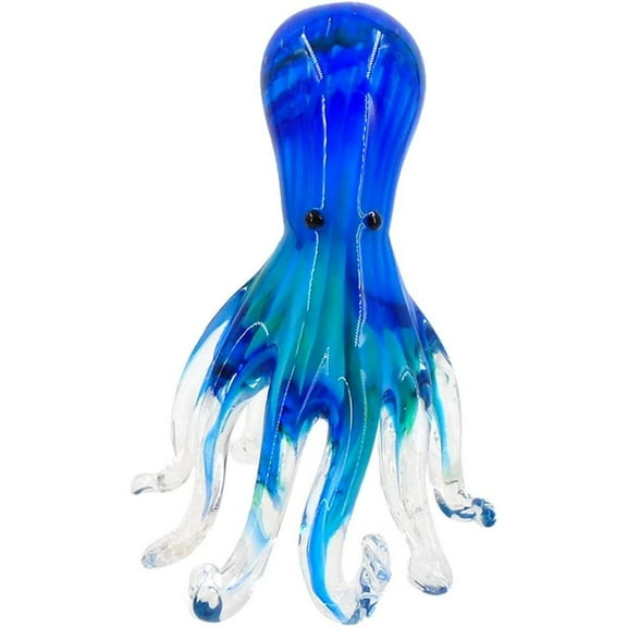 Blue and Green Handcrafted Glass Octopus – 6" Decorative Coastal Figurine
