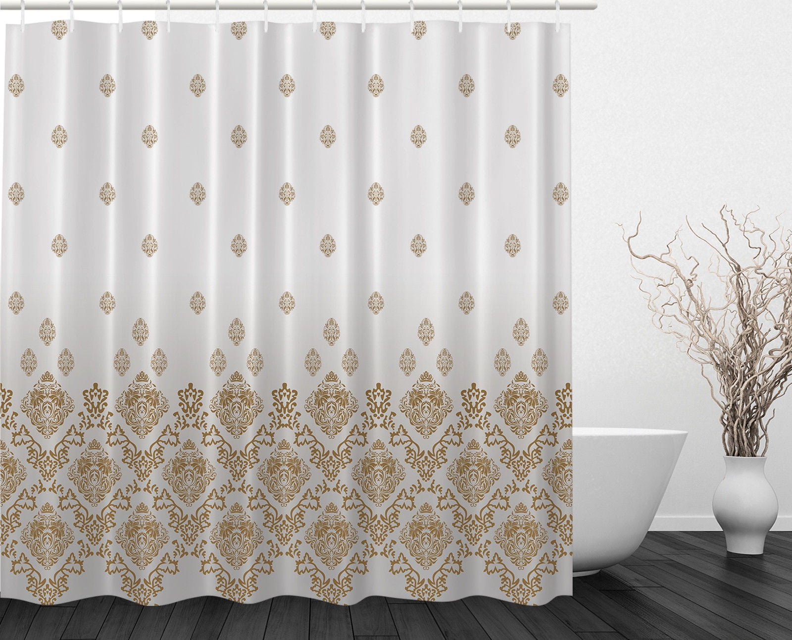 Vintage Romantic Country Victorian Style Floral Art Fabric XLong Shower