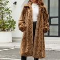 thumbnail image 5 of Fanxing Clearance Plus Size Fuzzy Coats for Women Leopard Faux-Fur Coats Long Sleeve Warm Winter Shaggy Party Coat Fluffy Solid Color Long Cardigan Outwear, 5 of 7