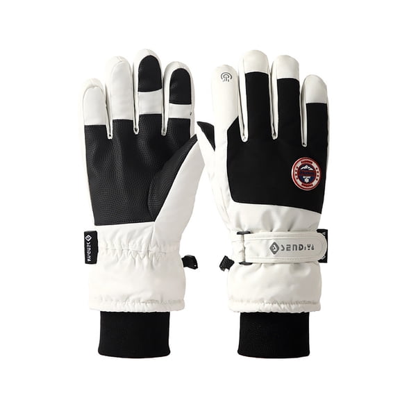 YAYUBA White Gloves,Winter Thermal Ski Mittens with Touchscreen Fingers Insulated Cold Weather Sports Gloves for Outdoor Adventures,White
