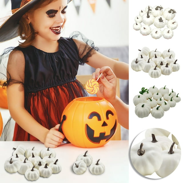 Fiudx Juego de Hojas de Arce Artificiales, Decoración de Espuma Blanca, Forma de Calabaza Única, Decoración de Halloween, Acción de Gracias, Accesorio de Fiesta Espeluznante, Juego de 12 Piezas de Di