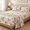 Brown-Queen, variant on Brown King Size Toile Flower Printed Cotton Percale Bed Sheet Set