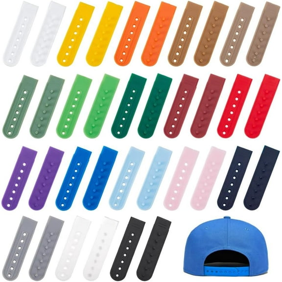 36Pcs Hats Caps Replacement 18 Colors Baseball Cap Repair Strap Adjustable Hat Snap Buckle Replacement Fastener Snap Plastic Snapback Strap with 3mm Holes for Cap Repairing