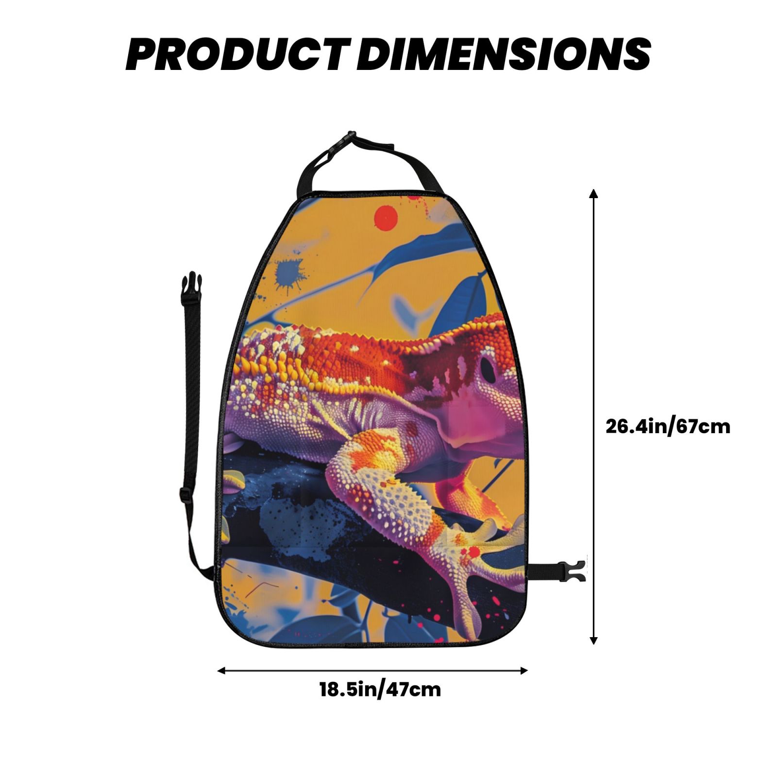 Kdxio Colorful Gecko Jungle Art Print 2 Pack Car Kick Mat Seat Cover Back Protector Mat with Pockets for Organizer Backseat Protector and Storage Anti Kick Pad for Vehicles
