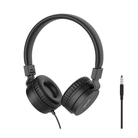 Gorsun Kids Headphones for Boys Girls, Foldable Wired Kid Earphones, Adjustable over Ear Headphones for Teen& Tangle-Free Cord & Durable Headphone for School/Travel (BLACK)