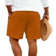 thumbnail image 4 of Mens 5"/ 7" Linen Shorts Elastic Waistband with Drawstring Shorts with Pockets Flat Front Linen Shorts Cotton Linen Casual Summer Lightweight Vacation Wear,Orange L, 4 of 4