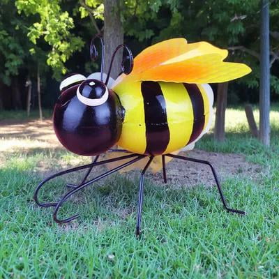 IBASETOY Bee Figurine for Home Iron Garden Ornament Lifelike Look 1Pack