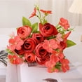thumbnail image 1 of XmhyTop 3 paquetes de flores artificiales de camelia, flores de imitación, ramo de hortensias de seda, estilo vintage para bodas (naranja), 1 of 3