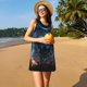 thumbnail image 3 of Fotbe Cool Blue Light Wolf Vestido de Verano sin Mangas para Mujer – Vestido Midi Línea A, Estilo Camiseta Floral, Vestido Playero Casual y Fluido, 3 of 7