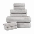 thumbnail image 2 of Superior Soho Ribbed Cotton 8-Piece Assorted Towel Set, Silver, 2 of 9