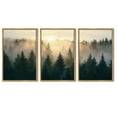 thumbnail image 5 of Drsoum Fog Pine Green Tree Forest Art 16x24in3pcs Natural Framed Nordic Modern Mountain Artwork Prints Decor, 5 of 6