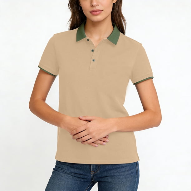 Negocios Casual Tops de Manga Corta de las Mujeres Collar de Solapa Botón-Abajo Camisa, Suave Blusa Transpirable para la Oficina Y el Uso Diario