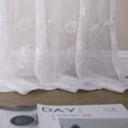 thumbnail image 6 of HA-EMORE Leaf Embroidery Sheer Window Curtains Faux Linen Textured Solid Grommet Quatrefoil Floral Farmhouse Voile Curtains for Living Room Bedroom, 2 Panels, 6 of 7