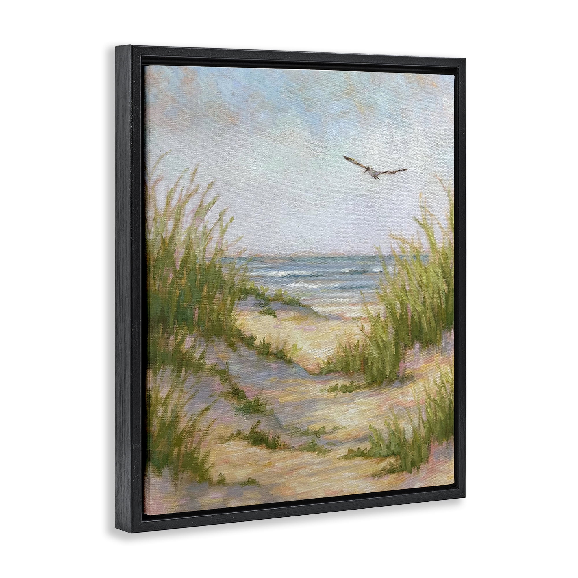 Stupell Industries Peaceful Beach Sand Dunes Black Framed Floater Canvas Wall Art, design by Linda Sperruzzi