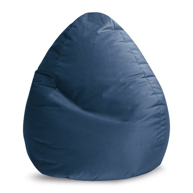 Gouchee Home Sambre Navy Bean Bag Chair – Soft Velvet Polyester Fabric with Polystyrene Bead Filling, Suitable for Adults and Teens, Lightweight & Portable Seating for Dorm or Living Room
