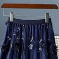 thumbnail image 4 of Womens Floral Midi Skirt, High Waisted Double-Layer a Line Flower Mesh Tulles Elegant Pleated Skirt Blue One Size, 4 of 7