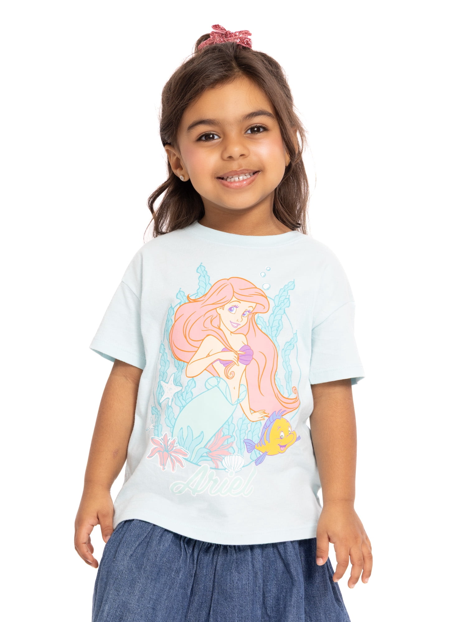 The Little Mermaid Ariel Toddler Graphic Crewneck Tee with Short Sleeves, Sizes 12M-5T