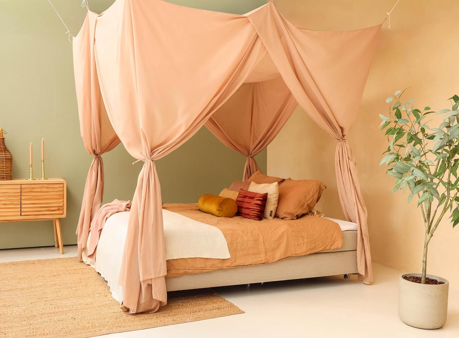 Nougat Bed Canopy for Queen and King-Sized Beds | Bedroom Decoration for Teens or Adults | Rectangular Shape Insect Netting | Mosquito Net in Multiple Colors and Sizes