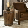 thumbnail image 2 of Bowery Hill 19" Round Contemporary Wood Wine Barrel Accent End Table in Walnut, 2 of 5