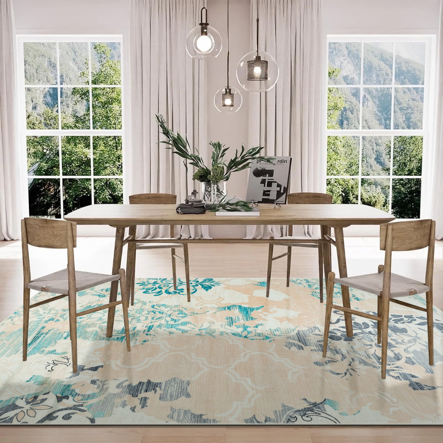 Astorug Modern Abstract Area Rugs 6x9, Large Washable Rugs for Living Room Soft Rugs for Bedroom, Beige