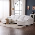 thumbnail image 4 of Capri 110" Cloud Couch, U Shaped Teddy Fleece Sofa Set, Modular Sleeper Sectional Sofa with Double Chaise for Living Room, White, 4 of 12