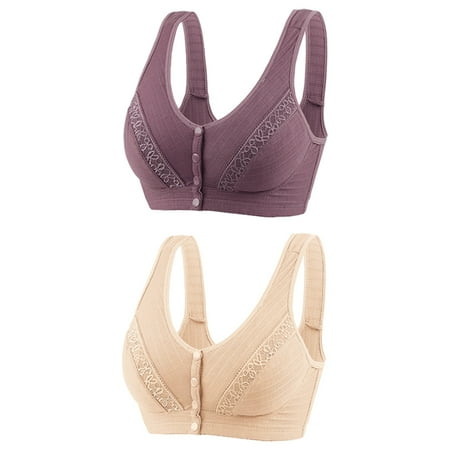 Itsame 2 Pack Everyday Casual Bra Set Womens Full Support Bra Standard Straps Wireless Comfort Bralette Purple Size M