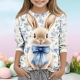 thumbnail image 2 of Crunowin Girls Easter Tops (3-13), 3/4 Sleeve Round Neck Graphic Print T-shirts Egg Hunt Outfits Multicolor 9-10Years, 2 of 6