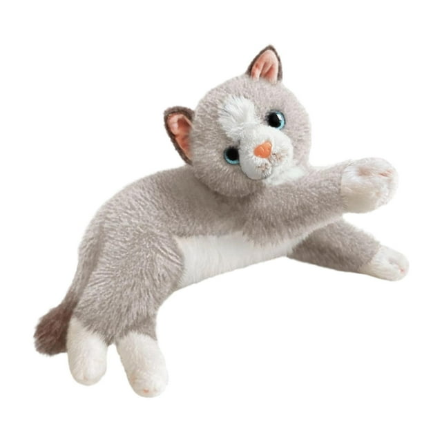 Juguete realista para gatos, muñeco de gato abrazable, gatito de peluche realista para niños Raíz de loto blanca